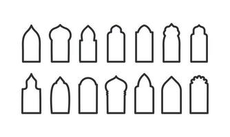 forma della linea delle porte e delle finestre della moschea. arco arabo. sagoma del cancello dell'Islam. vettore