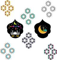 set di ornamenti eid idul adha e moschea vettore