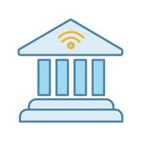 icona del colore dell'online banking. saldo del conto. pagamento elettronico. edificio della banca. illustrazione vettoriale isolata