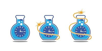 logo del laboratorio per bambini con illustrazione del design del vetro dell'esperimento vettore