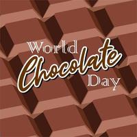 vettore della giornata mondiale del cioccolato. con sfondo di barretta di cioccolato. design per la celebrazione della giornata mondiale del cioccolato. design piatto. quadrato semplice. illustrazione piatta. 7 luglio
