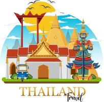 bandiera del logo dei punti di riferimento di bangkok thailandia vettore