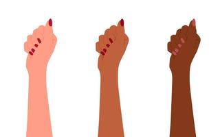 le mani della donna sono isolate sullo sfondo bianco. femminismo e concetto di solidarietà vettore
