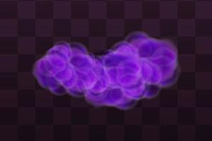 nebbia viola mistica spaventosa realistica nella notte di halloween. effetto gas velenoso viola, polvere e fumo. vettore