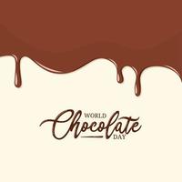 illustrazione vettoriale, cioccolato fuso, giornata mondiale del cioccolato scritta a mano, idee per poster o imballaggi. vettore