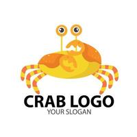 Il disegno vettoriale del logo del granchio del ristorante di pesce aggiunge liberamente lo slogan