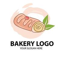 logo della panetteria della torta del rotolo. illustrazione vettoriale