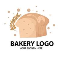 fette di pane come emblema o logo da forno, due varianti con fondo beige e bianco vettore