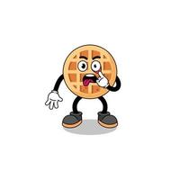 illustrazione del carattere del waffle circolare con la lingua che sporge vettore