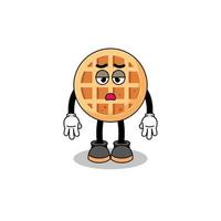 cartone animato cerchio waffle con gesto di fatica vettore