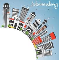 skyline di johannesburg con edifici grigi, cielo blu e spazio per la copia. vettore