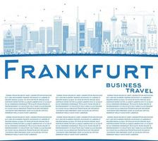 delinea lo skyline di Francoforte con edifici blu e copia spazio. vettore