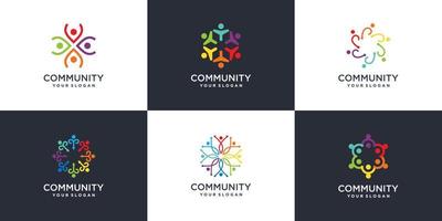 vettore premium della collezione di logo astratto della comunità creativa