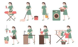 illustrazione della raccolta del personaggio dei cartoni animati della casalinga vettore
