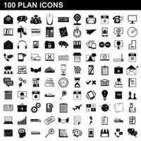 100 icone del piano impostate, stile semplice vettore