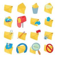 set di icone di posta, stile cartone animato vettore