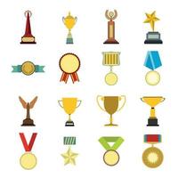 set di icone piatte per trofei e premi vettore