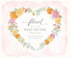 bella rosa fiore e foglia botanica a forma di cuore acquerello dipinto digitale illustrazione per amore matrimonio San Valentino o disposizione invito design biglietto di auguri vettore