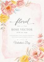 bella rosa fiore e foglia botanica illustrazione dipinta digitale per amore matrimonio san valentino o arrangiamento invito design biglietto di auguri vettore