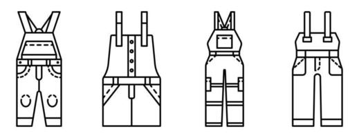 set di icone di tute, stile contorno vettore