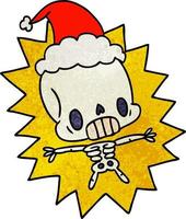 cartone animato con texture natalizia di scheletro kawaii vettore