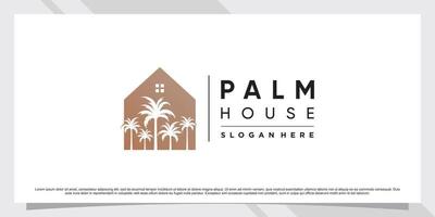 illustrazione di progettazione di logo di palma e casa con vettore premium di concetto creativo