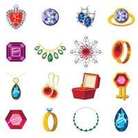set di icone della collezione di gioielli, stile cartone animato vettore