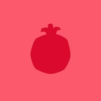 silhouette di frutta melograno rosso in stile design piatto. contorno di melograno isolato su sfondo rosso, disegno semplice. vettore