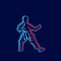 illustrazione di vettore della siluetta della tecnica di combattimento. logo moderno e semplice per karate, judo e marziali. illustrazione vettoriale astratta. sfondo nero isolato per t-shirt.