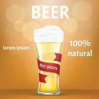 banner di concetto di birra naturale, stile realistico vettore