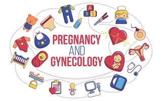 banner di concetto di gravidanza e ginecologia, stile cartone animato vettore