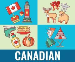 banner di concetto canadese, stile cartone animato vettore