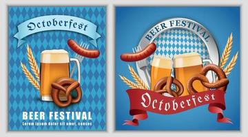 concetto di banner birra festa di ottobre, stile realistico vettore