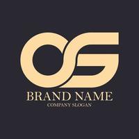 lettera og o os design del logo semplice di lusso con colore oro migliore per azienda o prodotto premium vettore