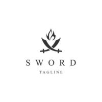 vettore piatto del modello di progettazione dell'icona del logo della spada