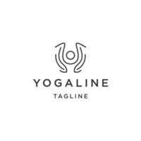 logo della linea yoga, vettore piatto del modello di progettazione dell'icona del logo dello yoga umano