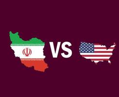 iran e stati uniti mappa simbolo design nord america e asia calcio finale vettore paesi nordamericani e asiatici squadre di calcio illustrazione