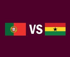 disegno di simbolo dell'emblema della bandiera del portogallo e del ghana vettore finale di calcio africano ed europeo illustrazione delle squadre di calcio dei paesi africani ed europei