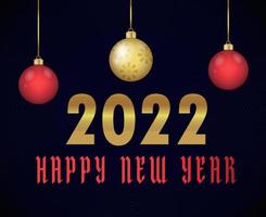 astratto felice anno nuovo 2022 disegno vettoriale oro e rosso