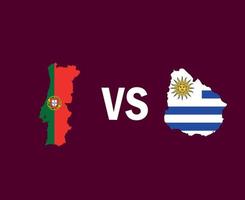 Portogallo e uruguay mappa simbolo design europa e america latina finale di calcio vettore paesi europei e latinoamericani squadre di calcio illustrazione