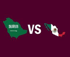 Arabia Saudita e Messico mappa simbolo design nord america e asia calcio finale vettore paesi nordamericani e asiatici squadre di calcio illustrazione