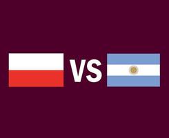 polonia e argentina bandiera emblema simbolo design america latina ed europa calcio finale vettore paesi latinoamericani ed europei squadre di calcio illustrazione