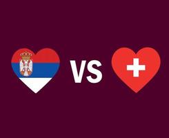 serbia e svizzera bandiera cuore simbolo design europa calcio finale vettore paesi europei squadre di calcio illustrazione