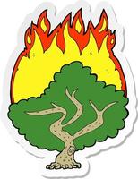 adesivo di un albero in fiamme cartone animato vettore