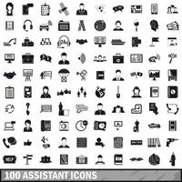100 icone assistente impostate, stile semplice vettore