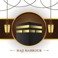 hajj mabrour illustrazione con kaaba oro e sfondo nero vettoriale