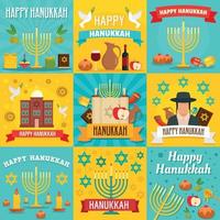 set di banner hanukkah, stile piatto vettore