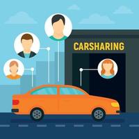 sfondo del concetto di car sharing di amici, stile piatto vettore