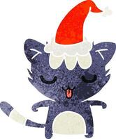 cartone animato retrò di natale del gatto kawaii vettore