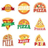 set logo pizza, stile piatto vettore